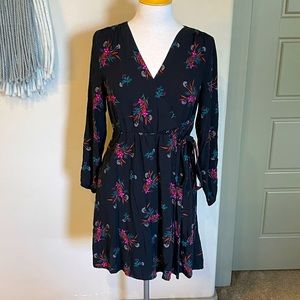 Gap Black Floral Wrap Dress